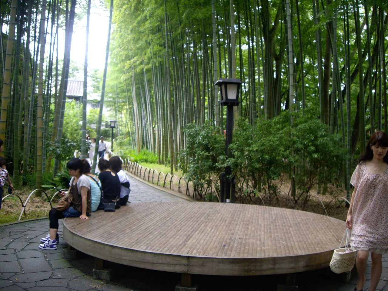 修善寺　竹林の小径の竹ベンチ